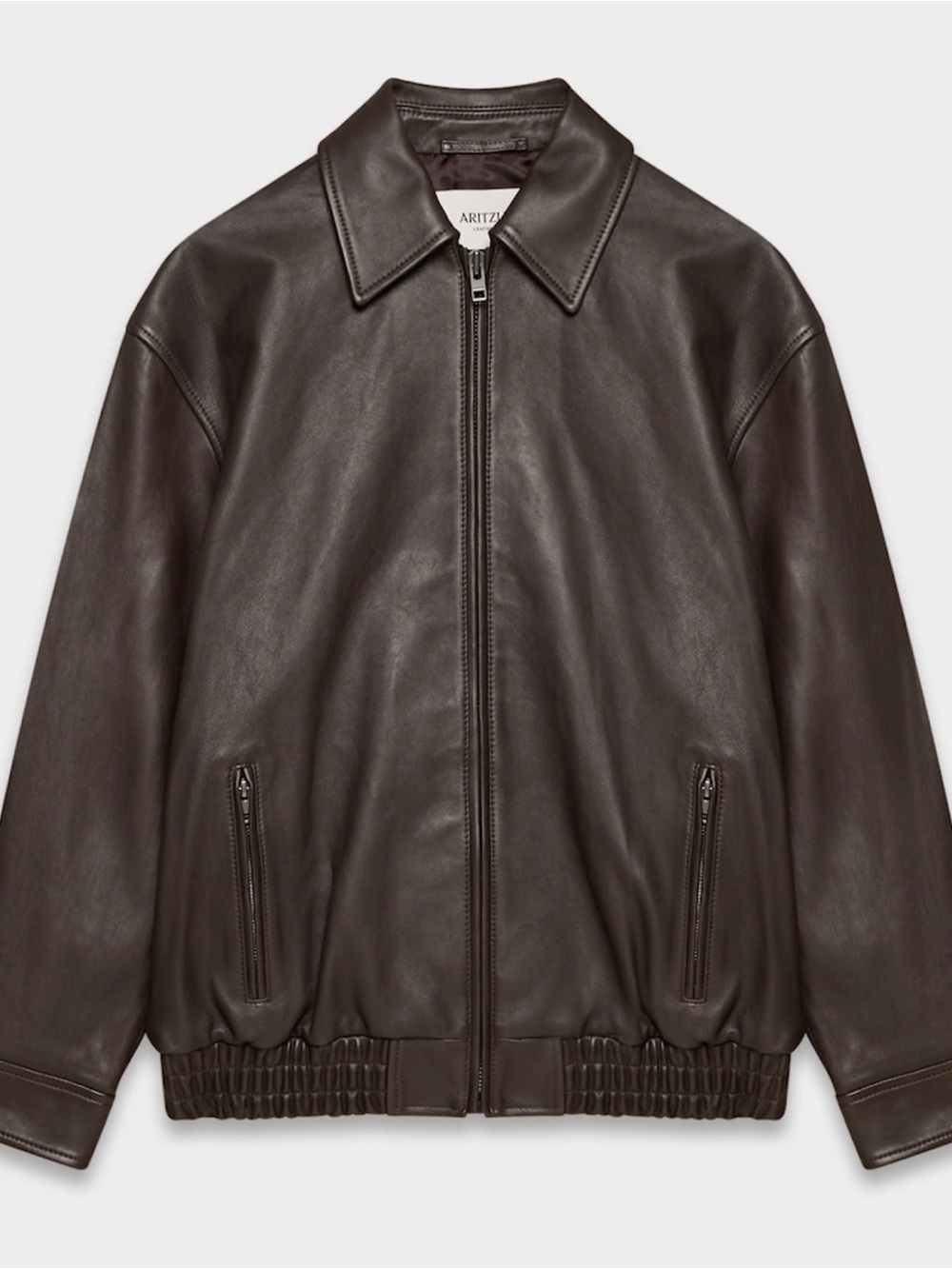 Aritzia Brown Leather Bomber Jacket
